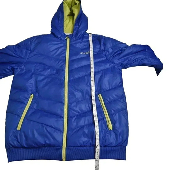 Adidas Neo Label Down  Filled Bomber Puffy Jacket Hooded Blue Size Medium - Picture 10 of 11